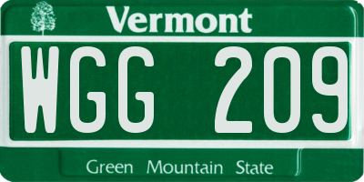 VT license plate WGG209