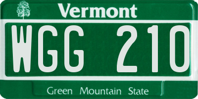 VT license plate WGG210