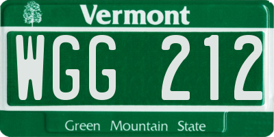 VT license plate WGG212