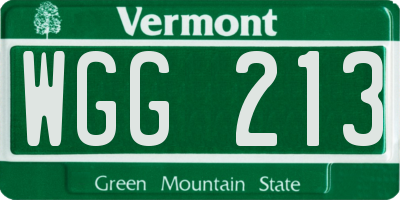 VT license plate WGG213