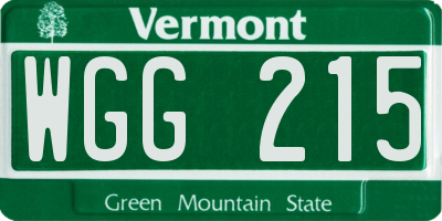VT license plate WGG215