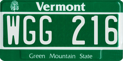 VT license plate WGG216