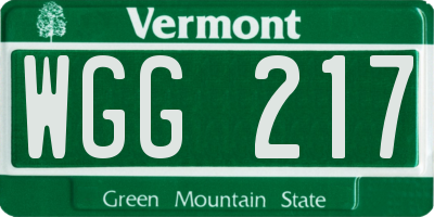 VT license plate WGG217