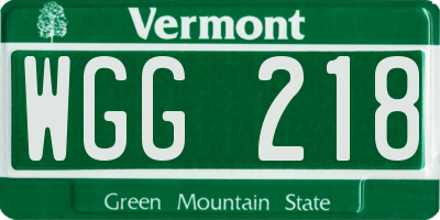 VT license plate WGG218