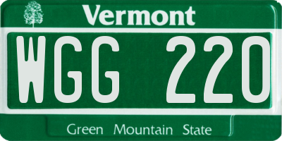 VT license plate WGG220