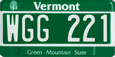 VT license plate WGG221