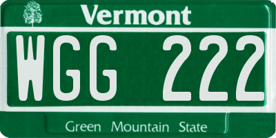 VT license plate WGG222