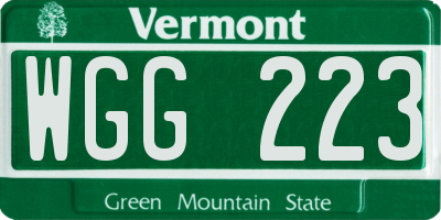 VT license plate WGG223