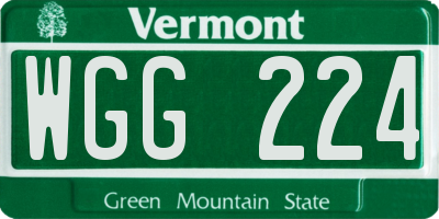 VT license plate WGG224