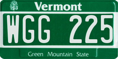 VT license plate WGG225