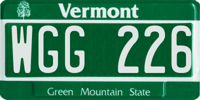 VT license plate WGG226