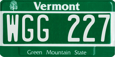 VT license plate WGG227