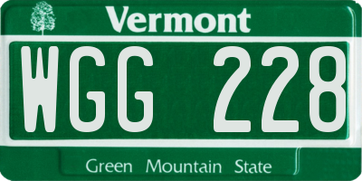 VT license plate WGG228
