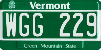 VT license plate WGG229
