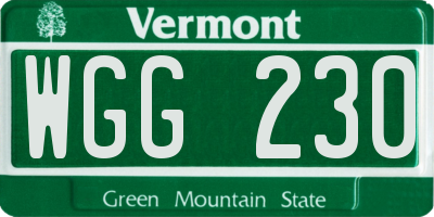 VT license plate WGG230
