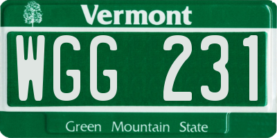VT license plate WGG231