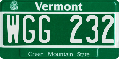 VT license plate WGG232