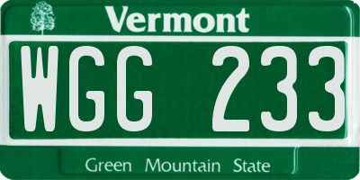 VT license plate WGG233