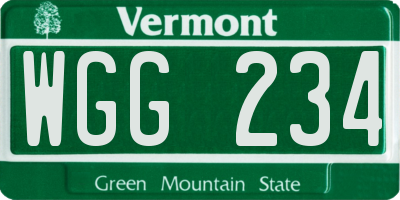 VT license plate WGG234