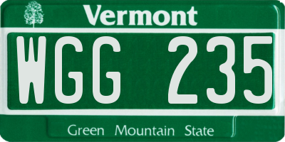 VT license plate WGG235
