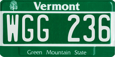 VT license plate WGG236