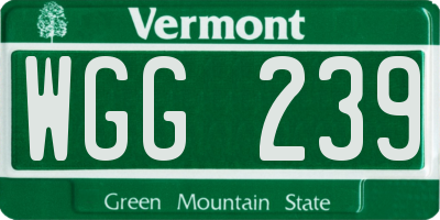 VT license plate WGG239