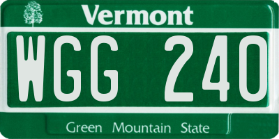 VT license plate WGG240