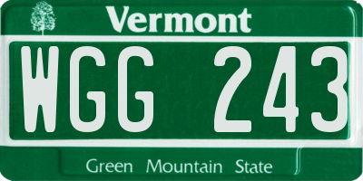 VT license plate WGG243