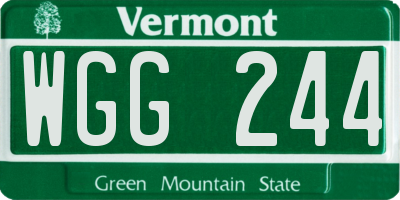 VT license plate WGG244