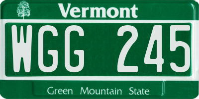 VT license plate WGG245