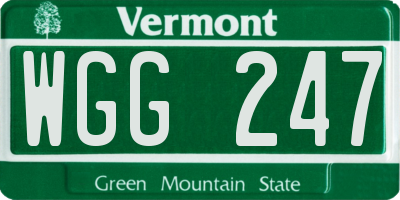 VT license plate WGG247
