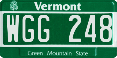 VT license plate WGG248