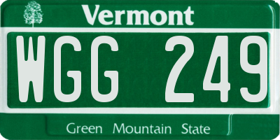 VT license plate WGG249