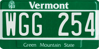VT license plate WGG254
