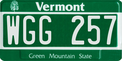 VT license plate WGG257