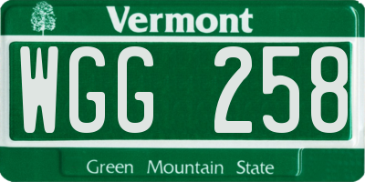 VT license plate WGG258