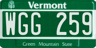 VT license plate WGG259