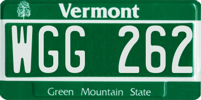 VT license plate WGG262