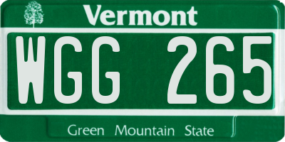 VT license plate WGG265