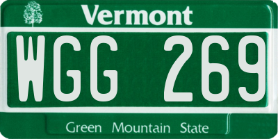 VT license plate WGG269