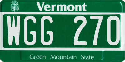 VT license plate WGG270