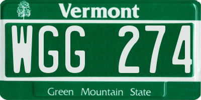VT license plate WGG274