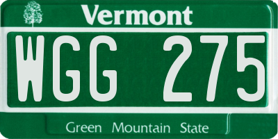 VT license plate WGG275