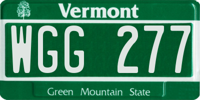 VT license plate WGG277