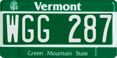 VT license plate WGG287