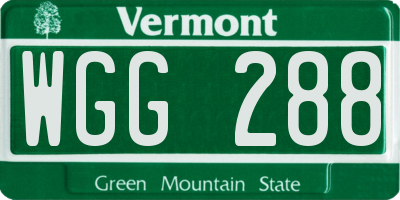 VT license plate WGG288