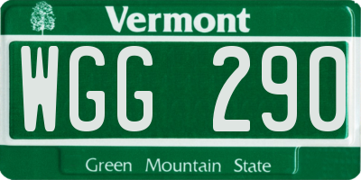 VT license plate WGG290