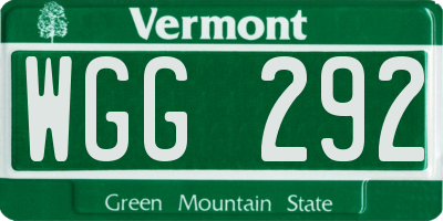 VT license plate WGG292