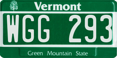 VT license plate WGG293