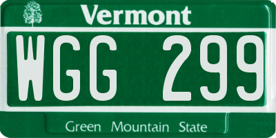 VT license plate WGG299